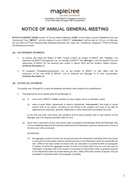Notice of the 13th Annual General Meeting